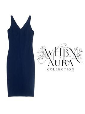 WHBM navy blue sleeveless v neck Sculpting Sheath Dress Aura Collection size 00